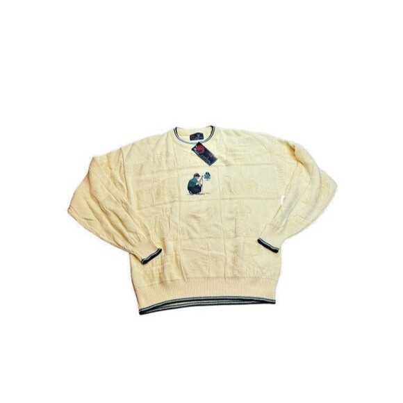 VTG Grandpa Sweater Men Size XL Embroidered Golf Chunky 90s USA Isle of Cotton - Picture 1 of 10